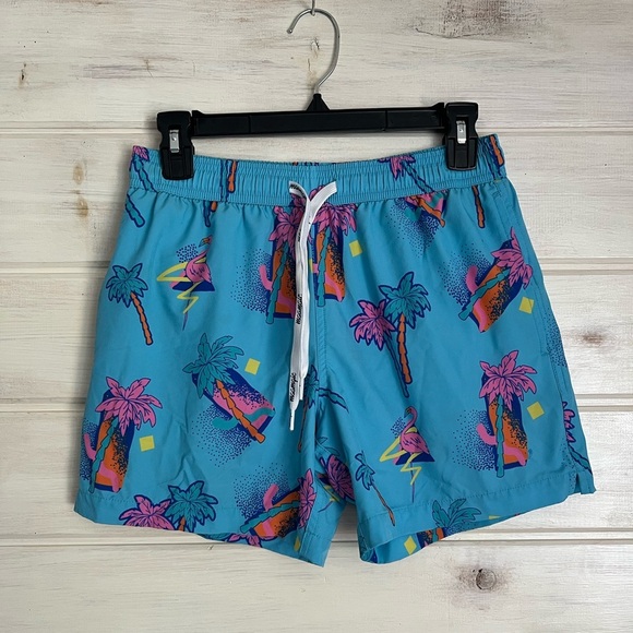 Maamgic Blue Swim Shorts With Flamingo & Palm Trees Size XS - Picture 1 of 12